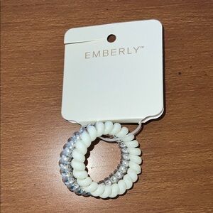Emberly White Silver Coil Hair Ties